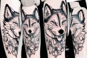 anime wolf in full growth tattoo idea