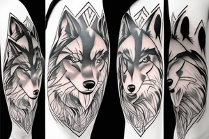 anime wolf in full growth tattoo idea