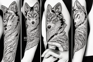 anime wolf in full growth tattoo idea