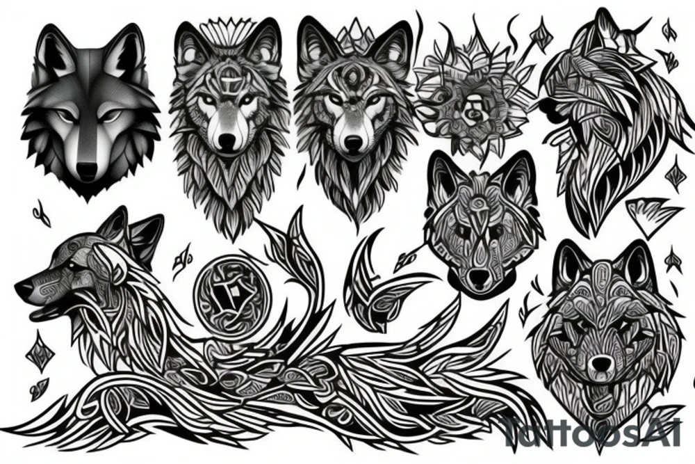 wolf in full growth tattoo idea