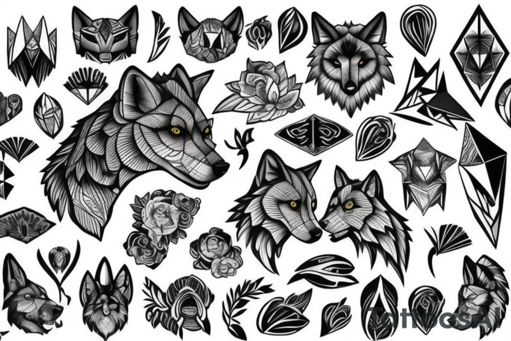 wolf in full growth tattoo idea