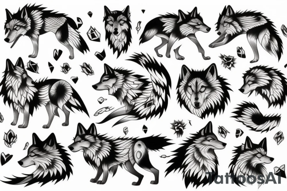 wolf in full growth tattoo idea
