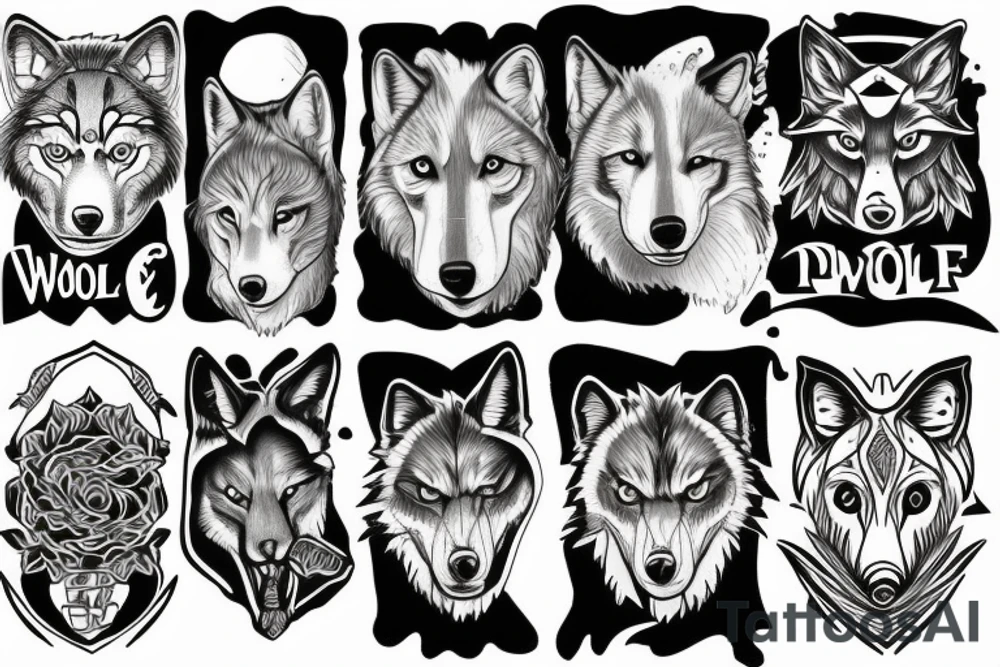 wolf in full growth tattoo idea