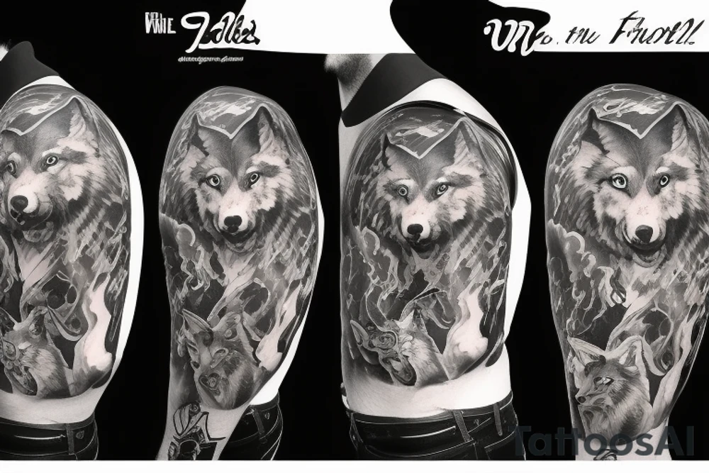 wolf in full growth tattoo idea