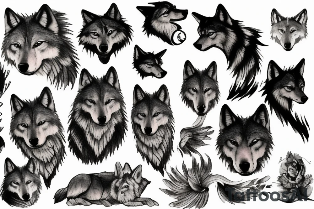 wolf in full growth tattoo idea