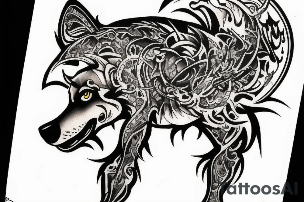 wolf in full growth tattoo idea