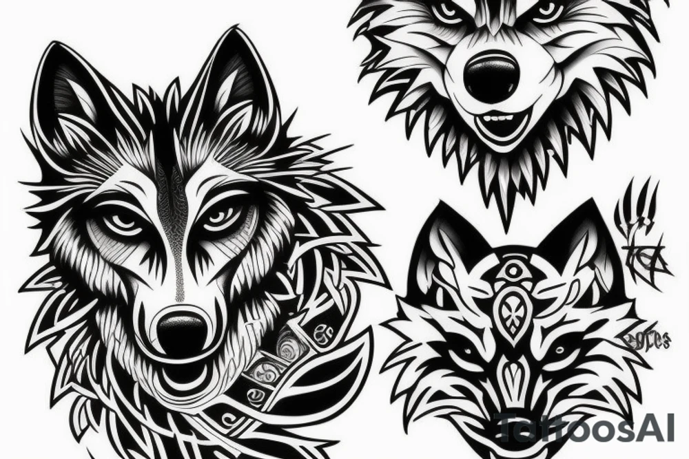 wolf in full growth tattoo idea