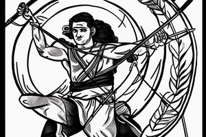 Greek Archer drawing the bow, ready to shoot, side on tattoo idea