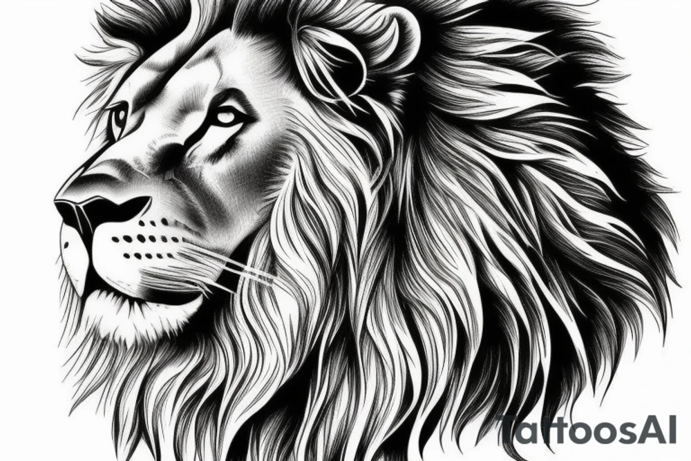 lion portrait with a beautiful landscape background tattoo idea lion portrait with a beautiful landscape background tattoo idea