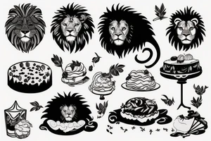 lion and dessert background tattoo idea