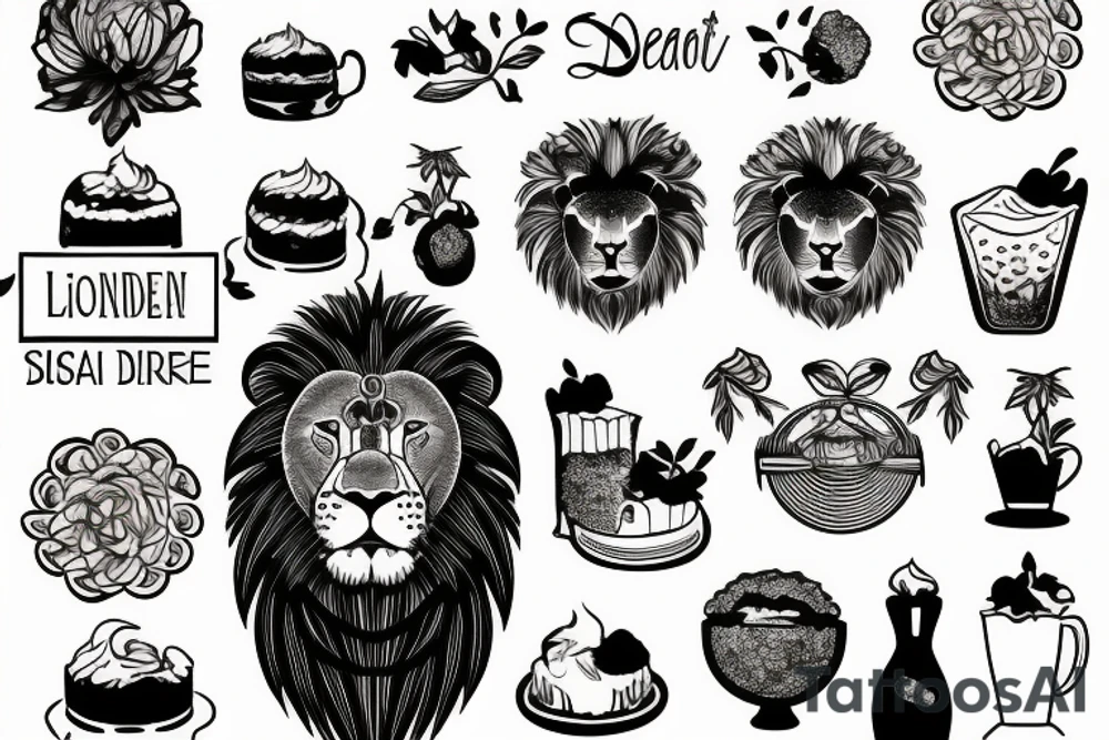 lion and dessert background tattoo idea