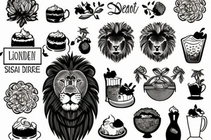 lion and dessert background tattoo idea