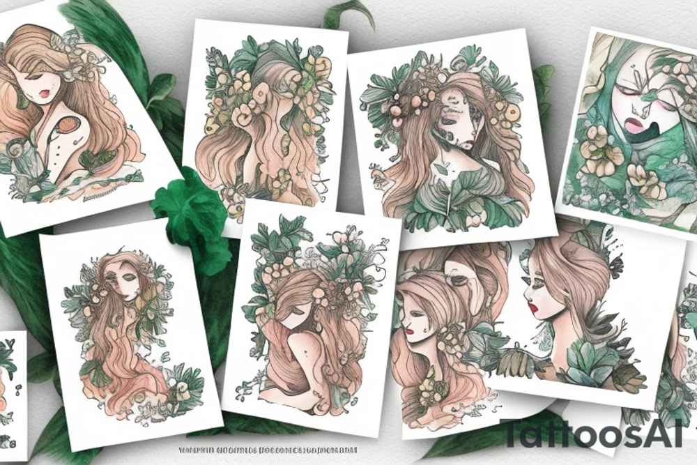 Girl near be the sea and the forest, she takes cloudberry tattoo idea