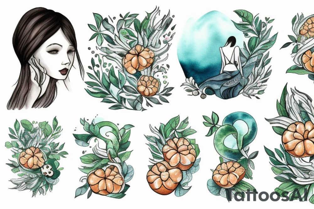 Girl near be the sea and the forest, she takes cloudberry tattoo idea