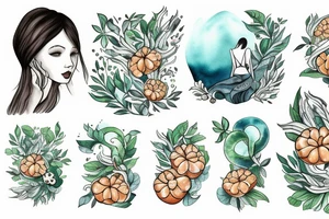 Girl near be the sea and the forest, she takes cloudberry tattoo idea