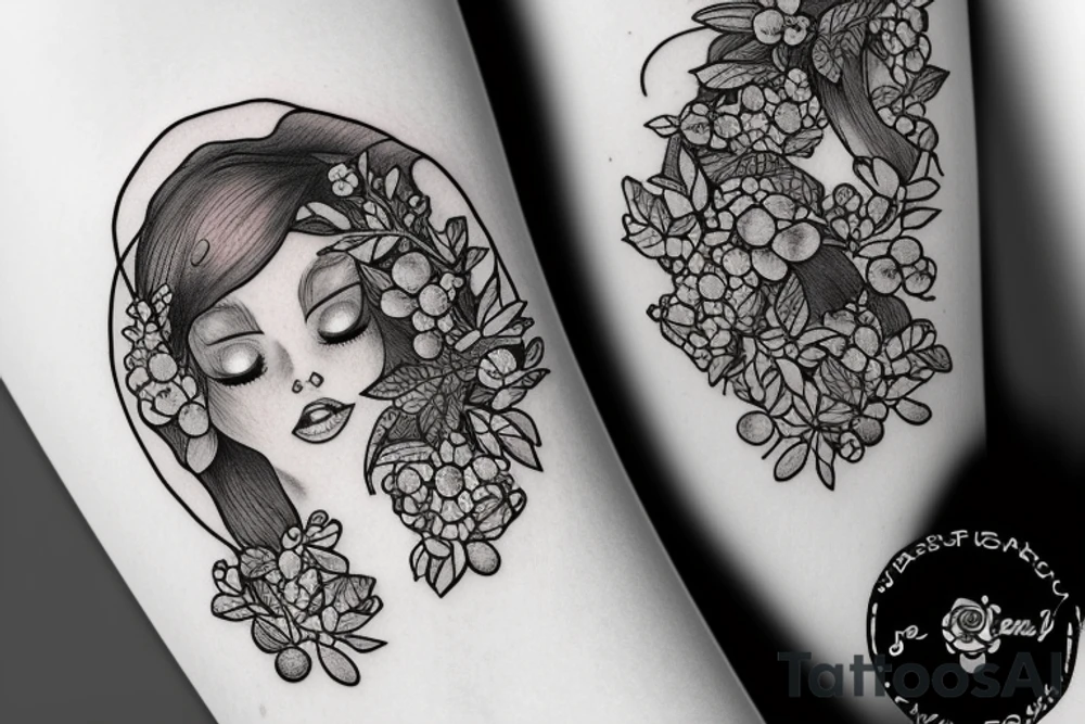 Girl near be the sea and the forest, she takes cloudberry tattoo idea
