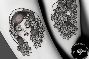 Girl near be the sea and the forest, she takes cloudberry tattoo idea