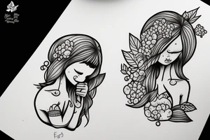 Girl near be the sea and the forest, she takes cloudberry tattoo idea