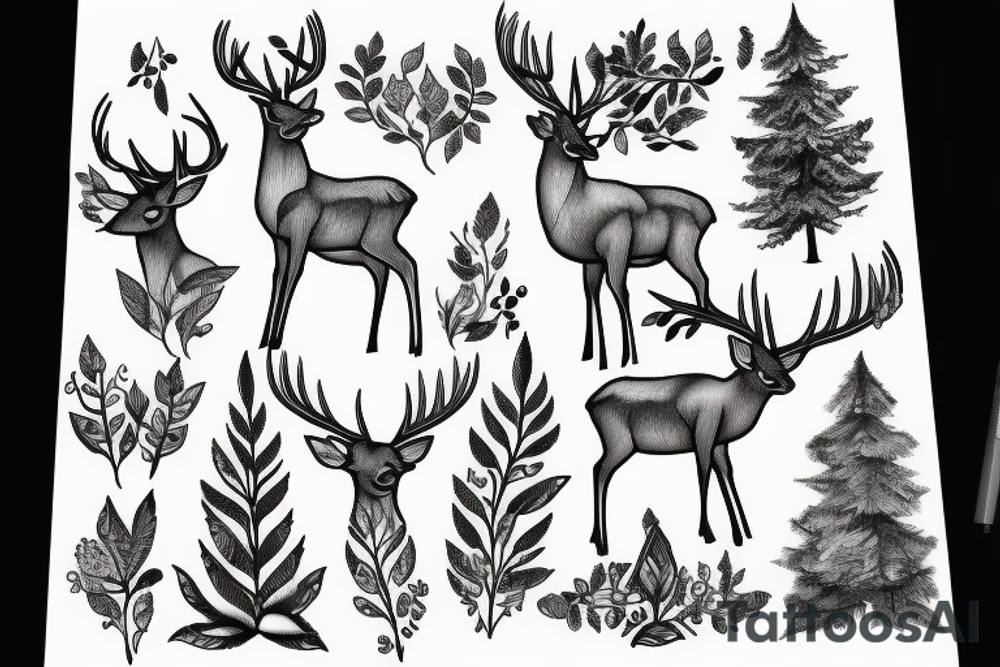 Deer in the forest tattoo idea