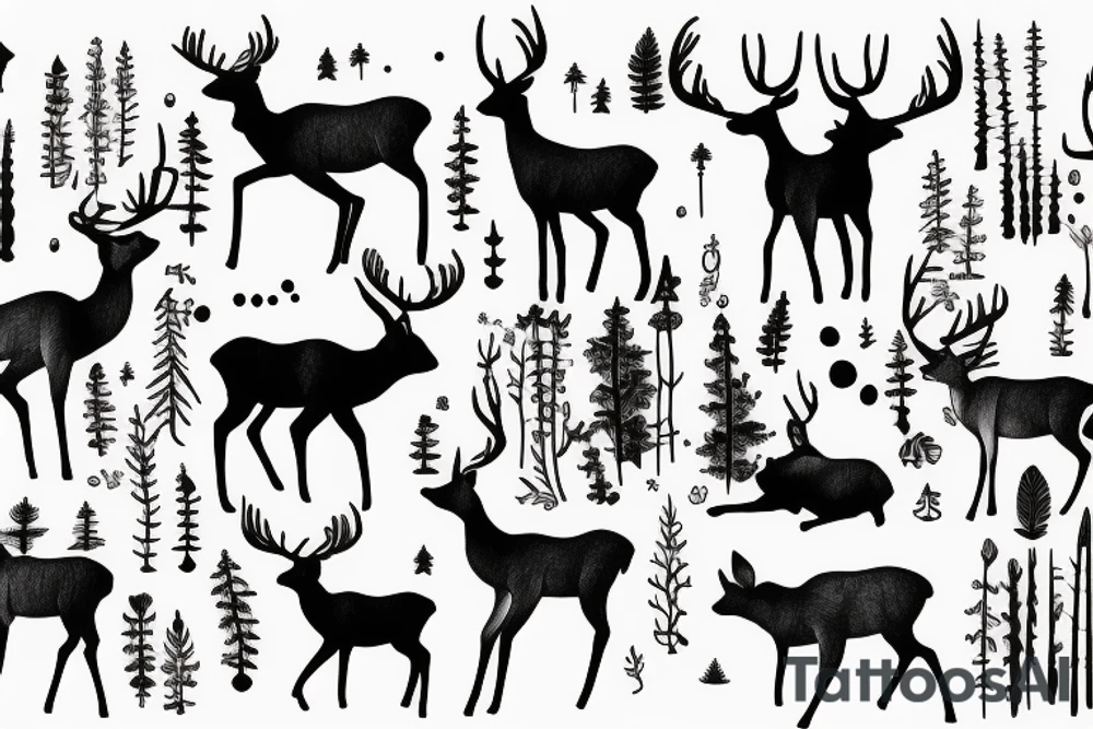 Deer in the forest tattoo idea