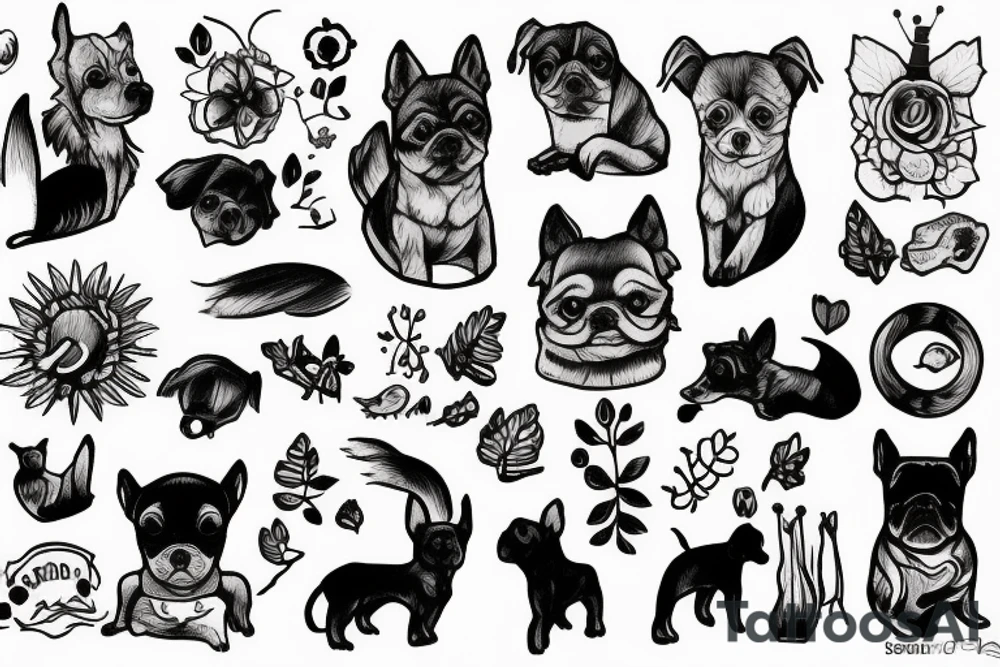 Little dog in the forest tattoo idea