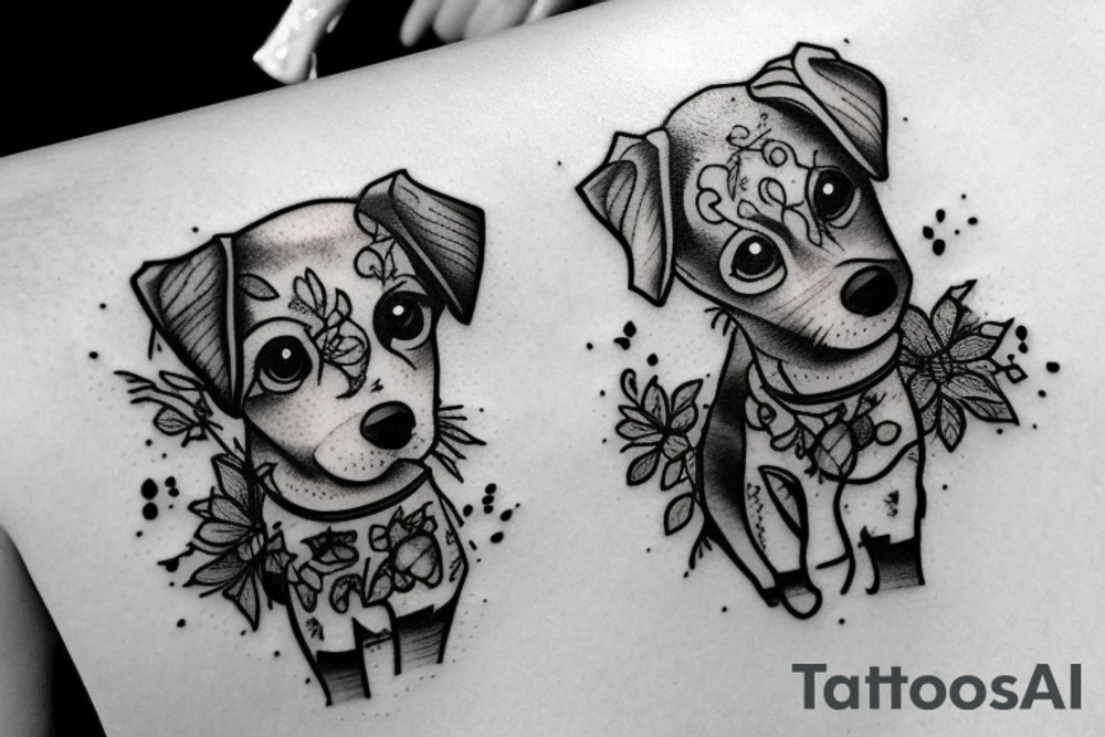 Little dog in the forest tattoo idea