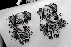 Little dog in the forest tattoo idea