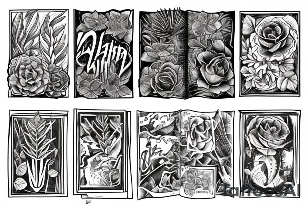 Book and plants tattoo idea