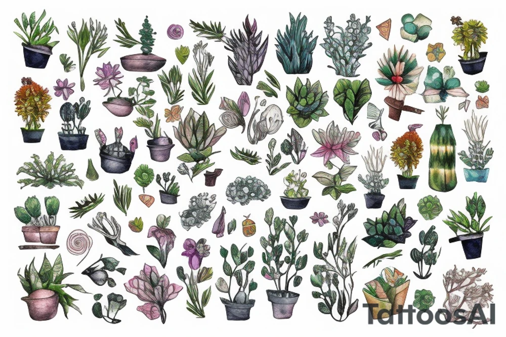 Book and plants tattoo idea