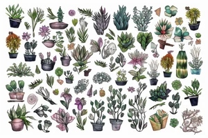 Book and plants tattoo idea