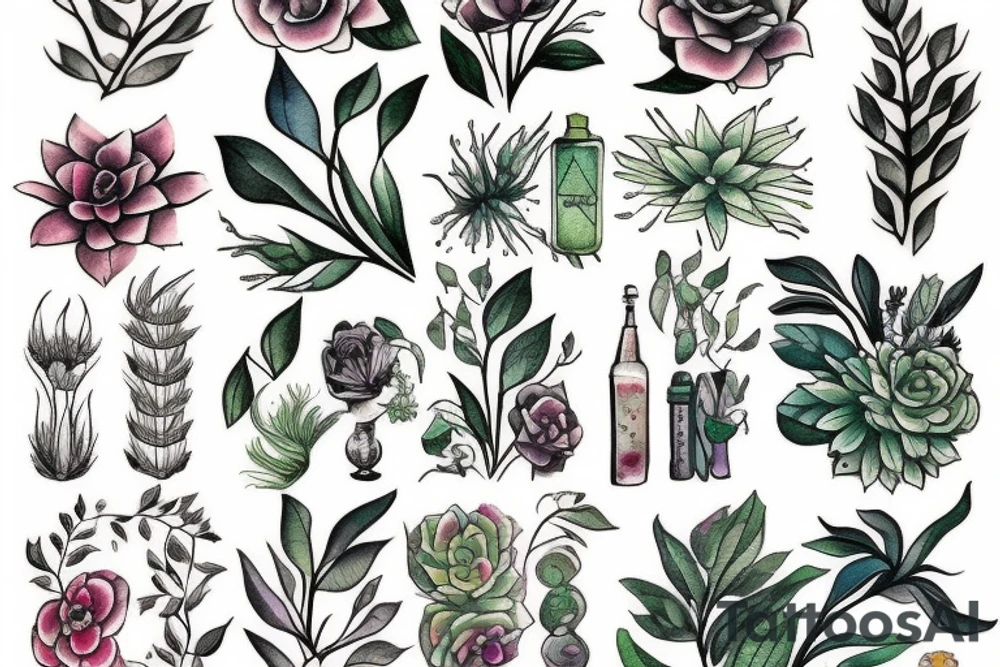 Book and plants tattoo idea