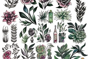 Book and plants tattoo idea