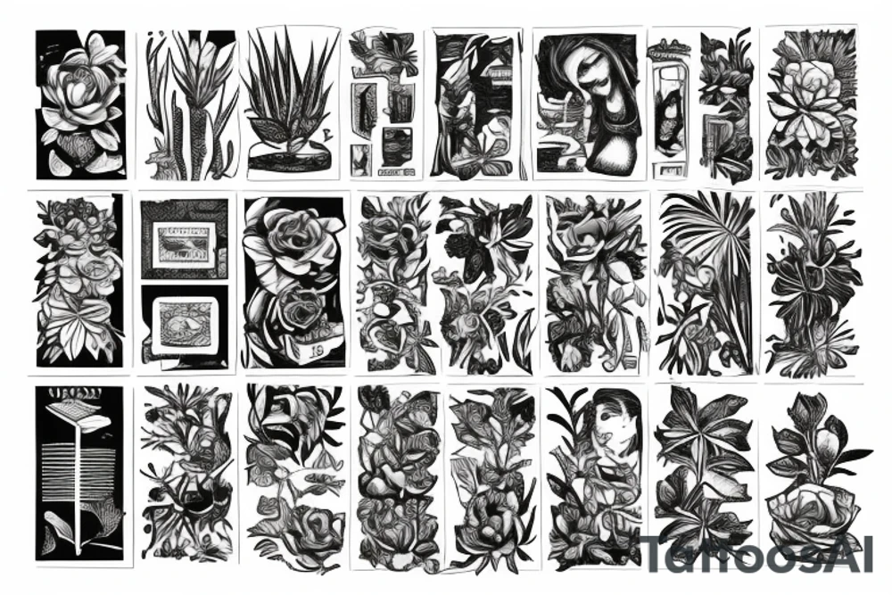 Book on the ground surrounded by plants tattoo idea