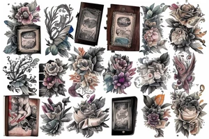 Book with watercolor pages tattoo idea