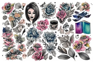 Book with watercolor pages tattoo idea