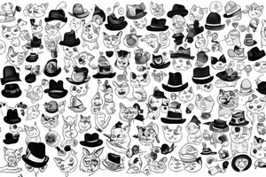 white fluffy cat with a hat and a cucumber tattoo idea