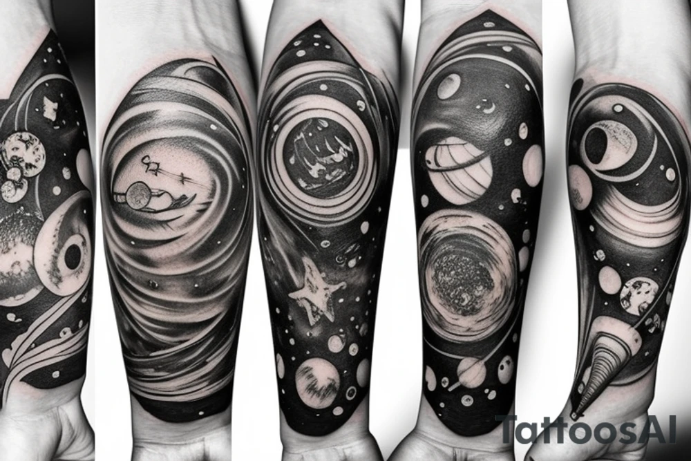 stars and planets on a wrist tattoo idea