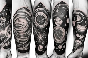 stars and planets on a wrist tattoo idea