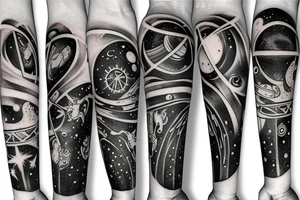 stars and planets on a wrist tattoo idea