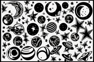 stars and planets on a wrist tattoo idea
