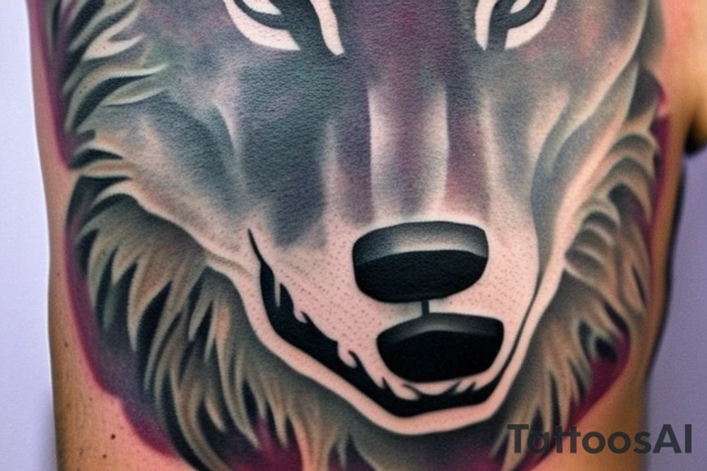 The tattoo features an alpha wolf standing tall and dominant in the center of the design, with its head pointing towards the full moon in the background. The wolf has a fierce expression on its face, and its fur is highly detailed with deep shading and intricate patterns.

Next to the wolf, there are two cubs, each with a different eye color. One cub has amethyst eyes and the other has emerald eyes. The cubs are playfully frolicking around the wolf, showing their affection and respect for the pack leader.

Above the wolf and the cubs, there are two ravens flying in the sky. The ravens are highly detailed with their feathers and beaks, and their eyes look sharp and intelligent.

The background of the tattoo features a dense forest with tall trees and a waterfall cascading down from a cliff. The water from the waterfall creates a pool of water below, reflecting the moonlight and creating a serene atmosphere.

Overall, the tattoo symbolizes the strength and unity of a wolf pack, as well as the beauty and tranquility of nature. The amethyst and emerald eyes of the cubs add a touch of mysticism and whimsy to the design. tattoo idea
