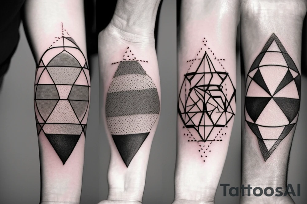three stars with perfect geometric proportions next to each other tattoo idea