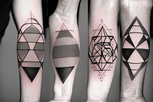 three stars with perfect geometric proportions next to each other tattoo idea