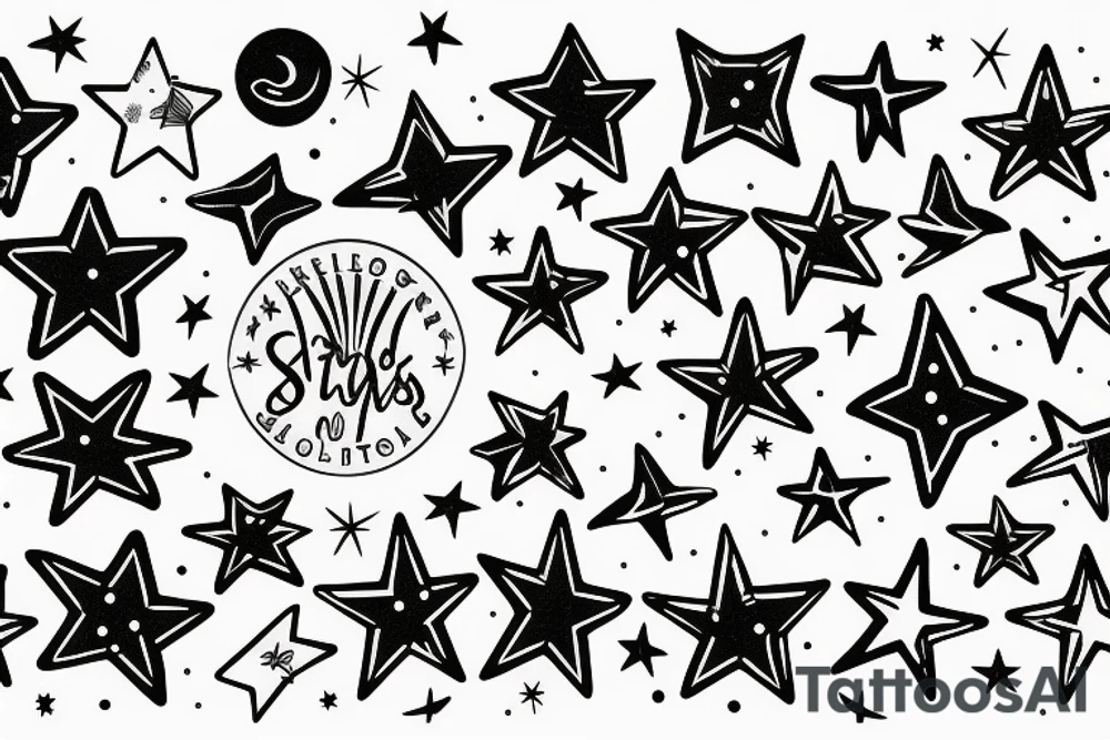 glowing small stars tattoo idea