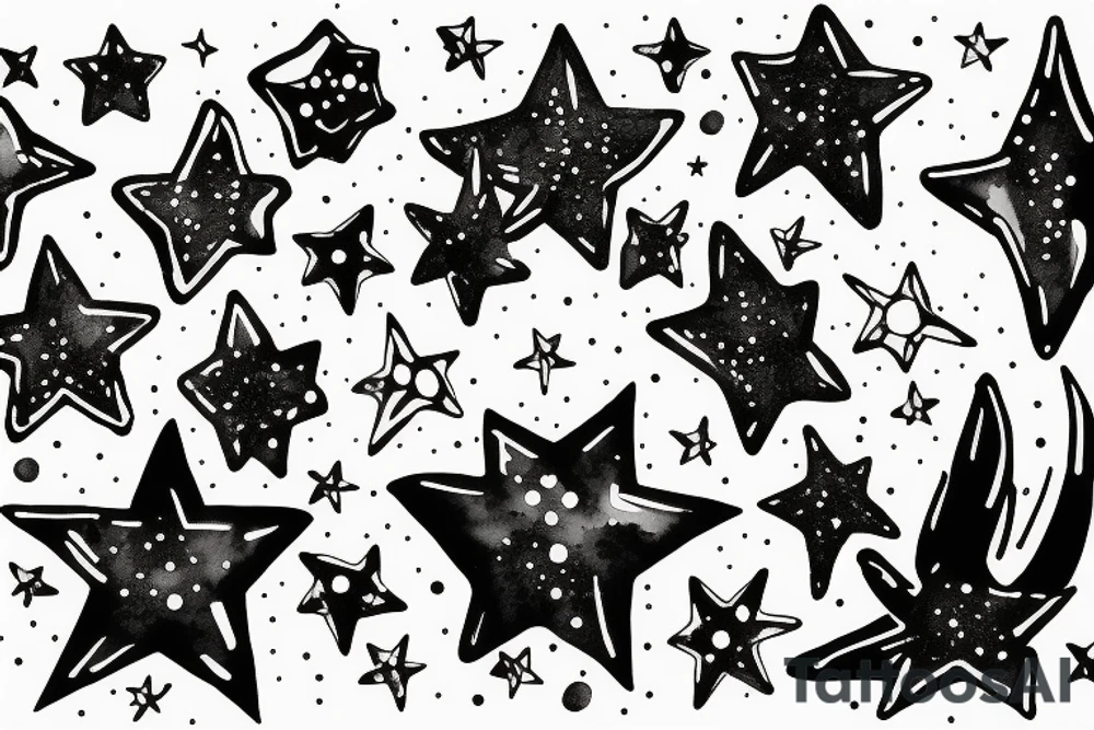glowing small stars tattoo idea