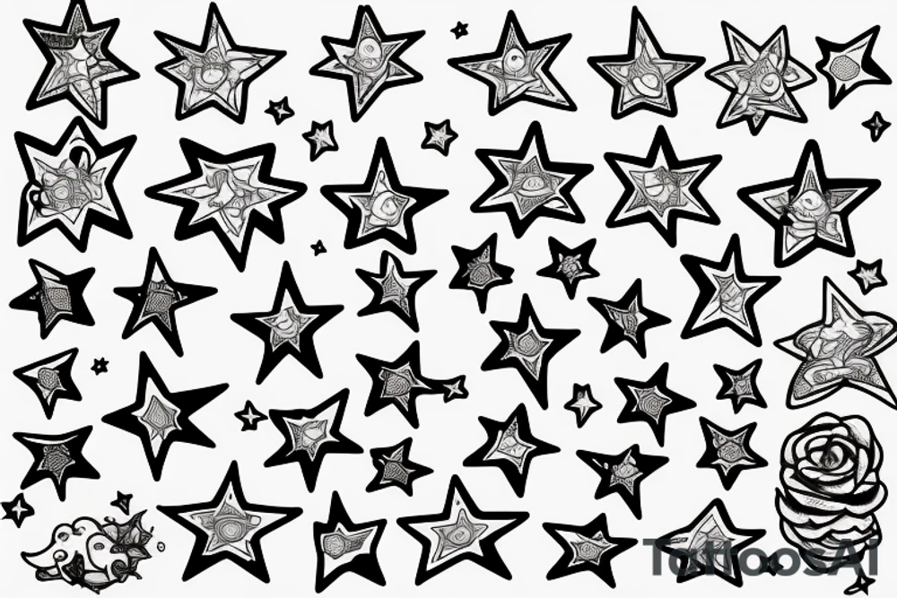 glowing small stars tattoo idea
