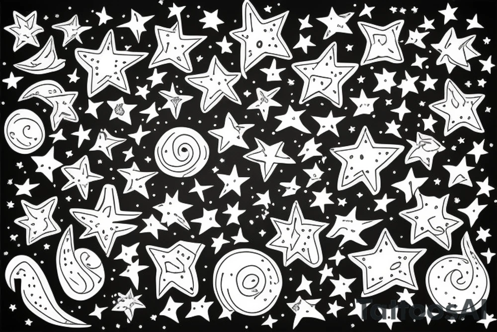 glowing small stars tattoo idea