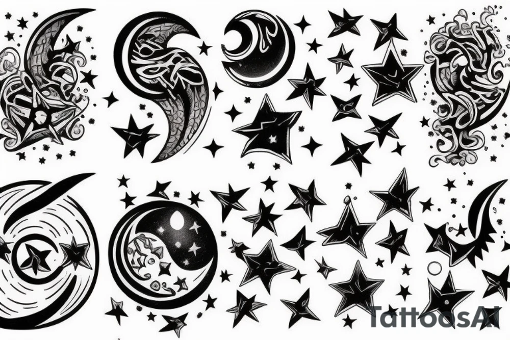star and moon tattoo idea