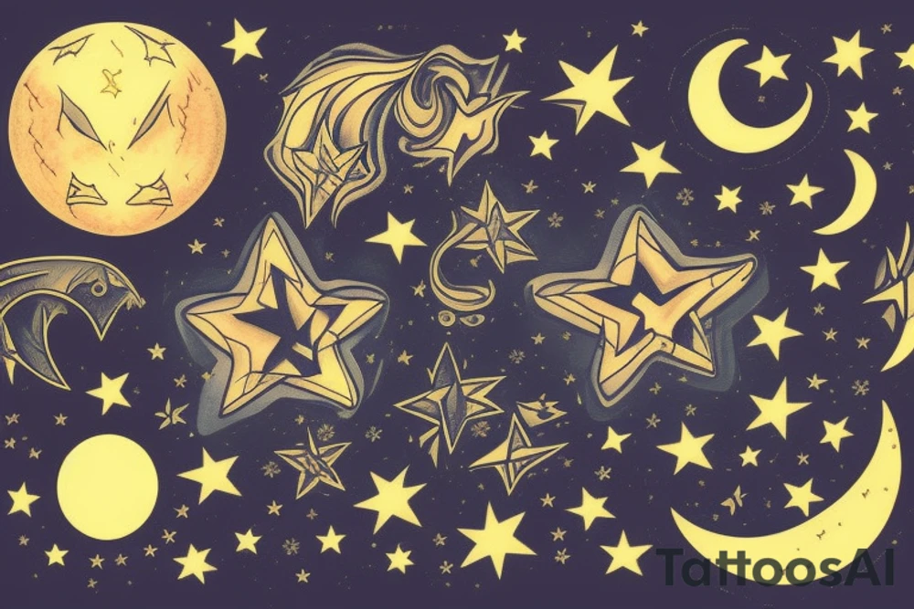 star and moon tattoo idea
