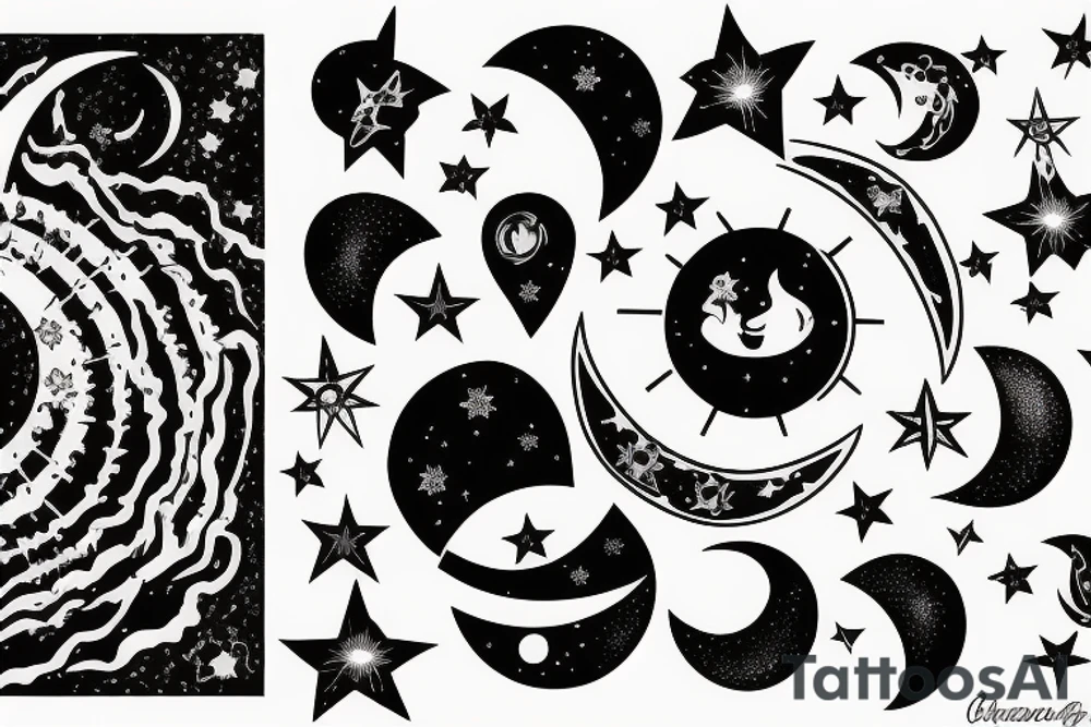 star and moon tattoo idea